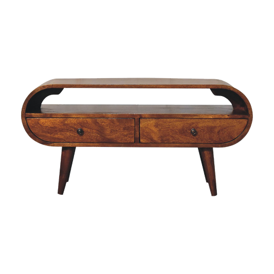 Chestnut Circular TV Stand