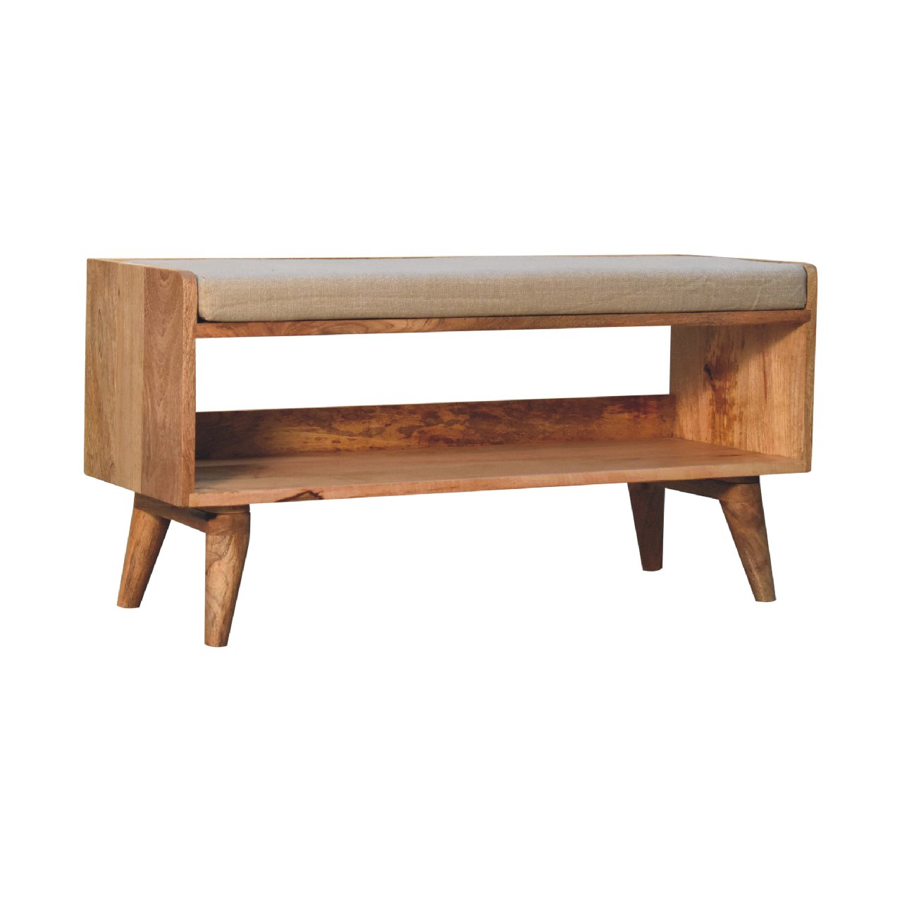 Oak-Style Nordic Storage Bench With Mud Linen
