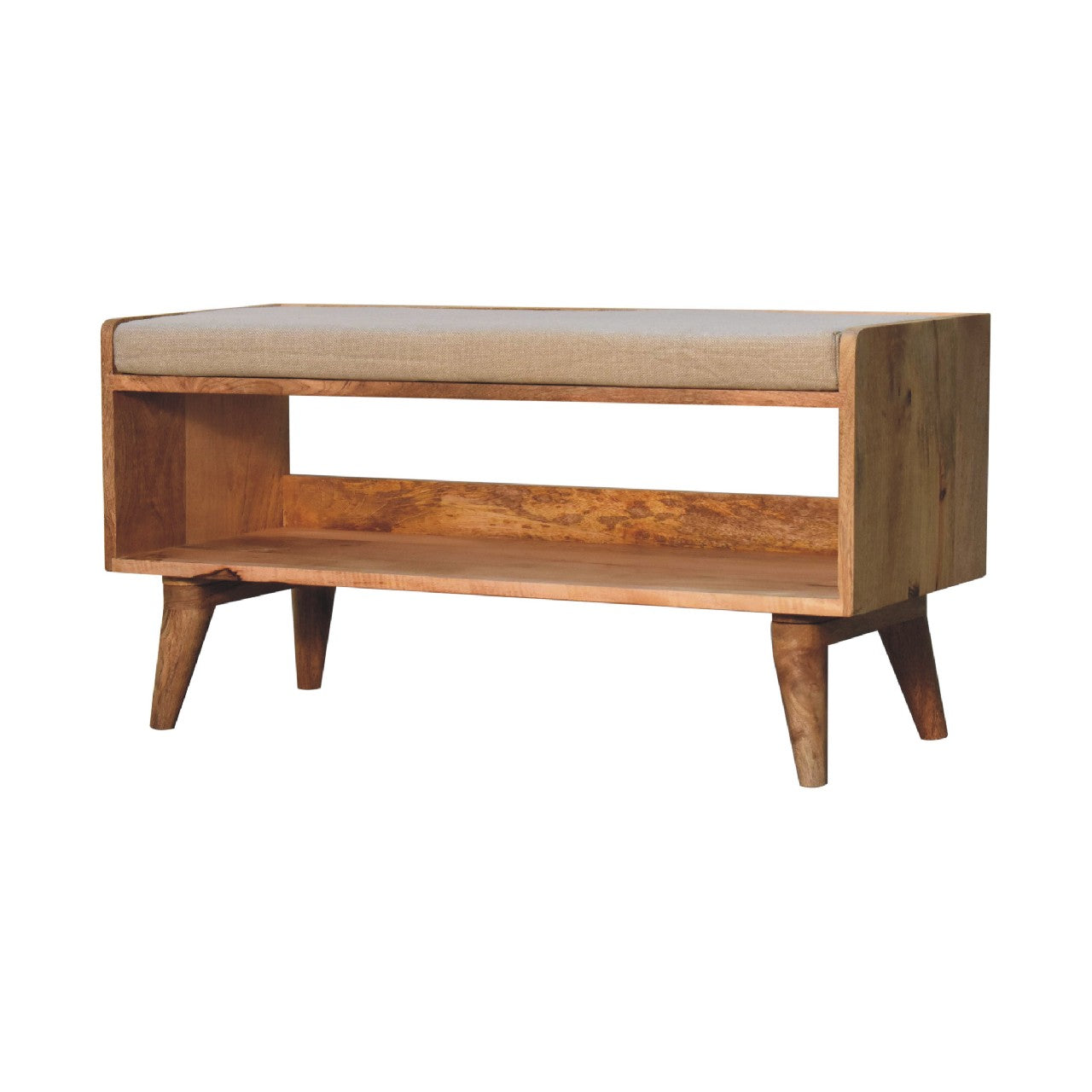 Oak-Style Nordic Storage Bench With Mud Linen