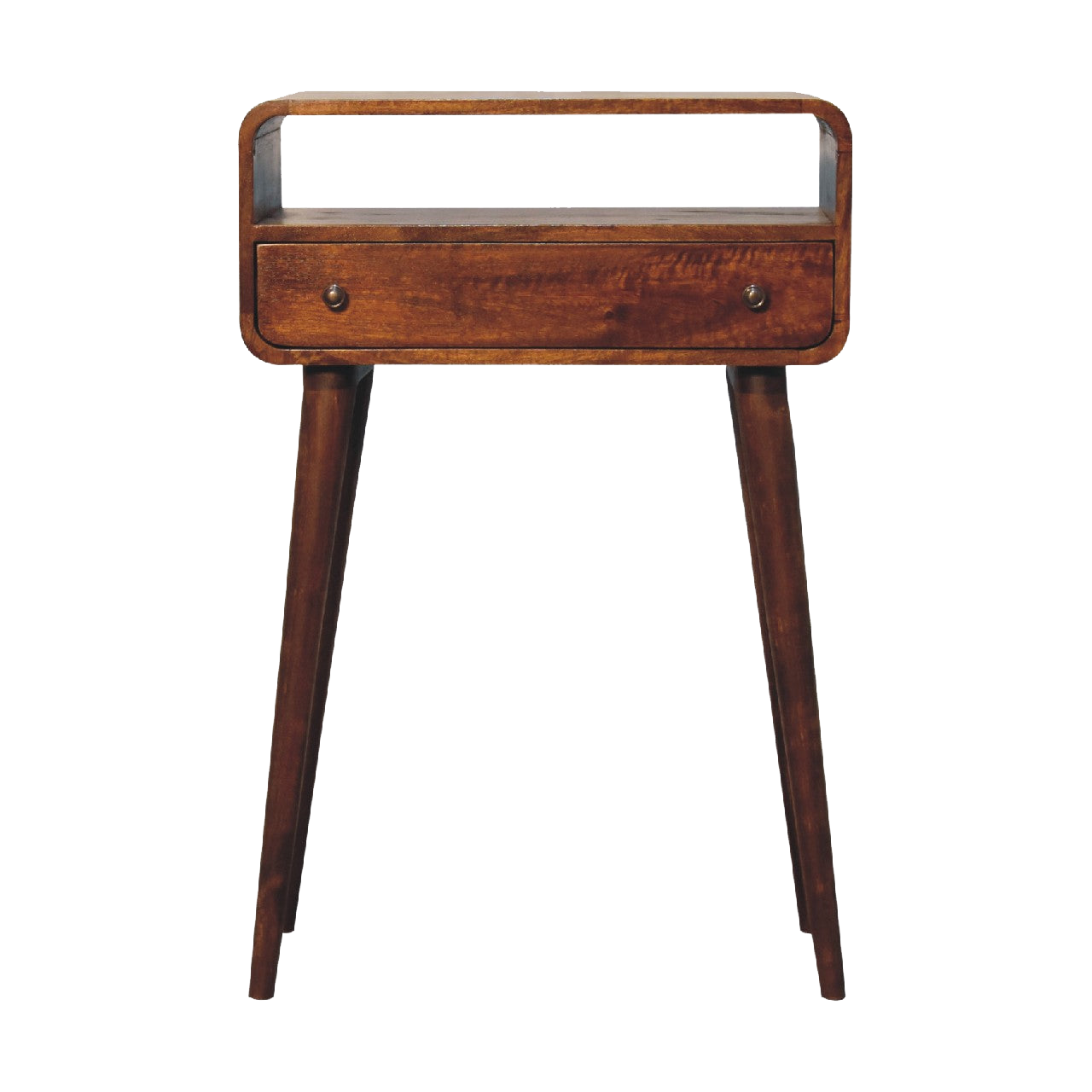 Chestnut Nordic Style One Drawer & One Open Slot Console Table