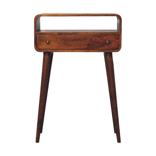 Chestnut Nordic Style One Drawer & One Open Slot Console Table