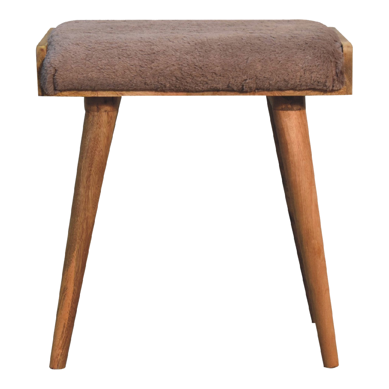 Mocha Faux Fur Style Footstool