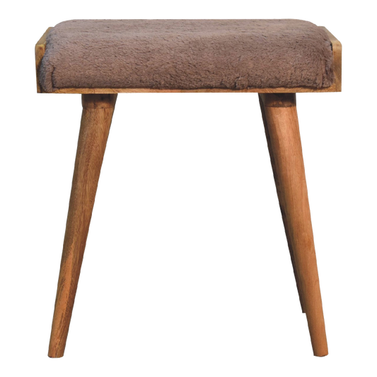 Mocha Faux Fur Style Footstool