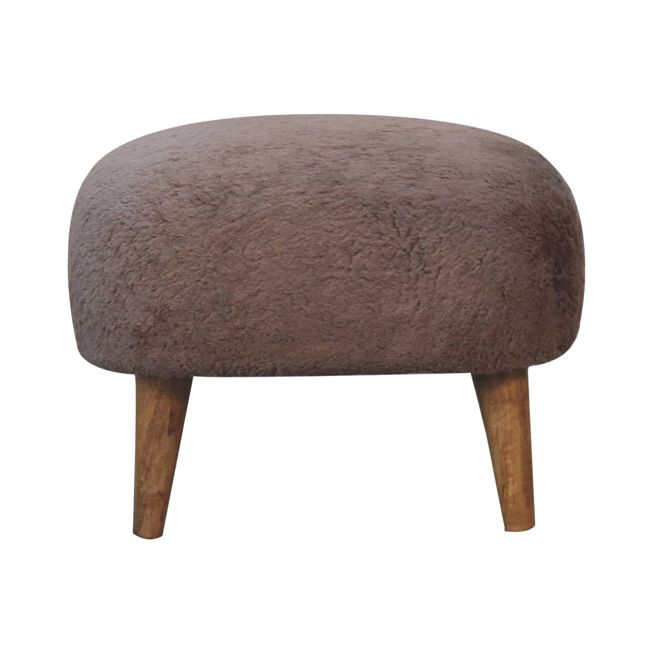 Mocha Faux Fur Square Stool