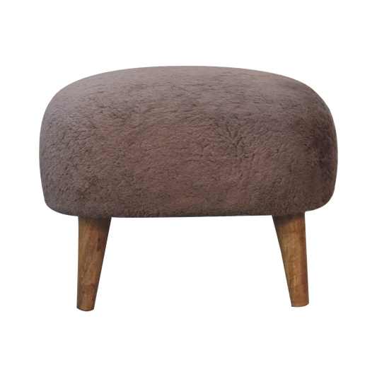 Mocha Faux Fur Square Stool