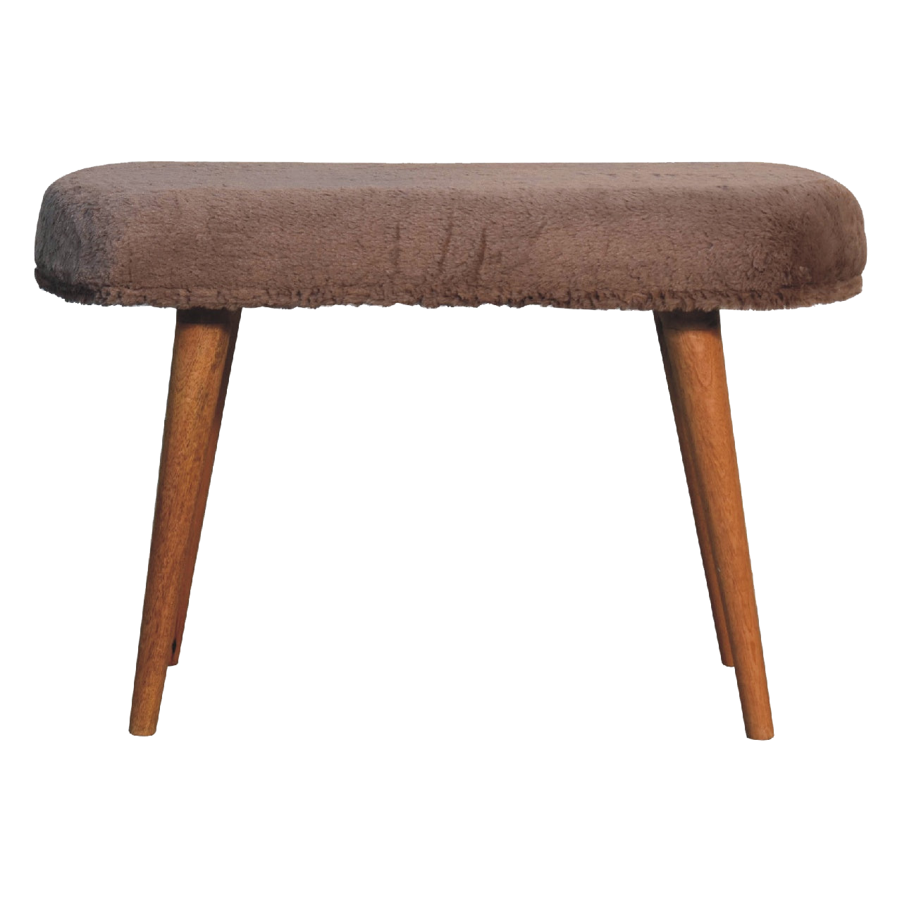 Mocha Faux Fur Fabric Bench