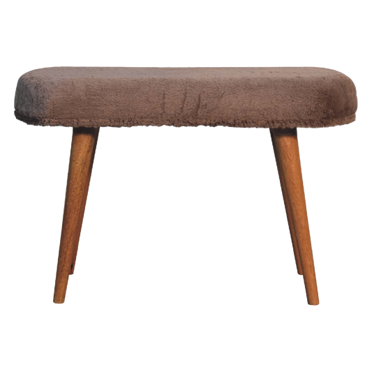 Mocha Faux Fur Fabric Bench