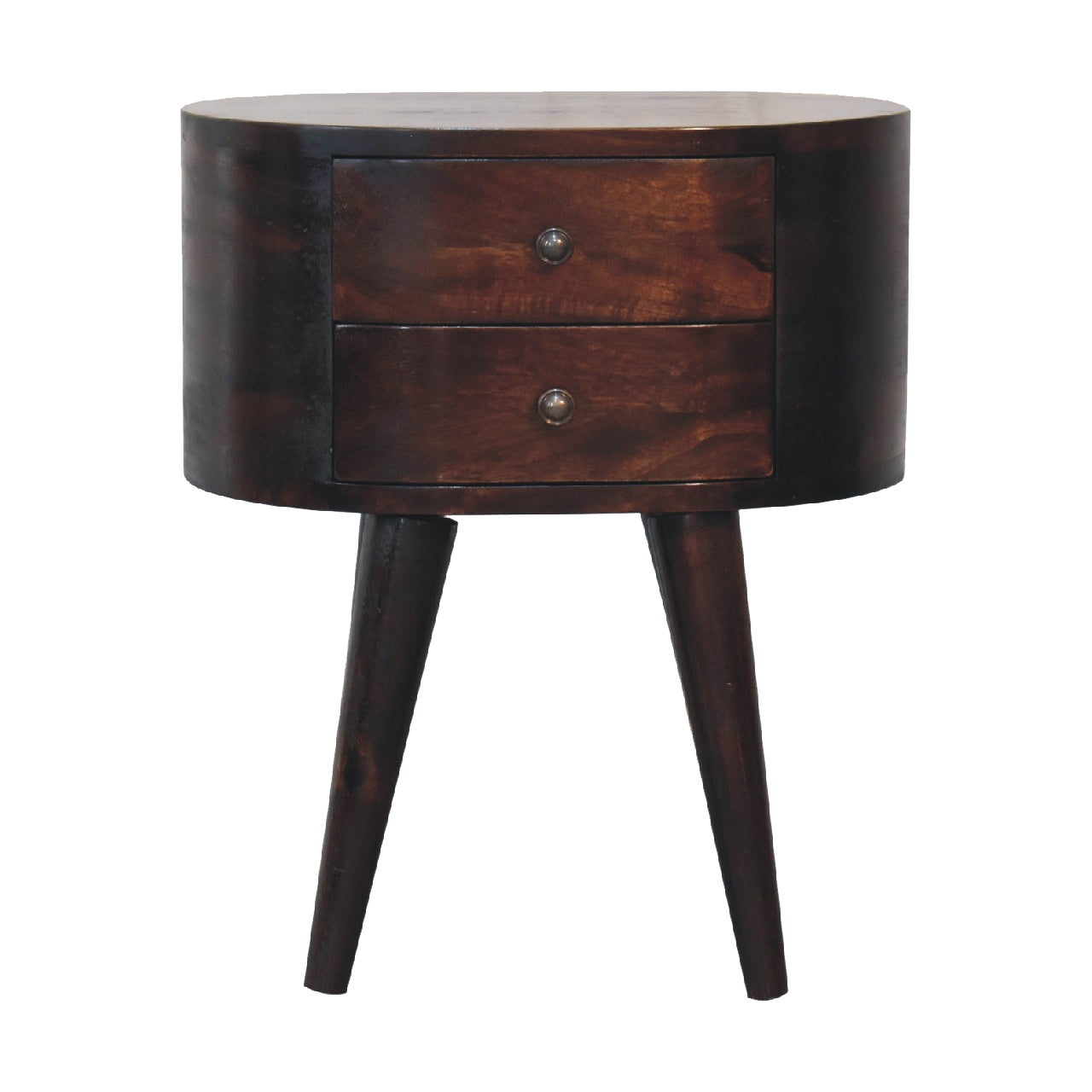Light Walnut Rounded Bedside Table
