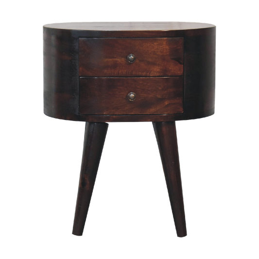 Light Walnut Rounded Bedside Table