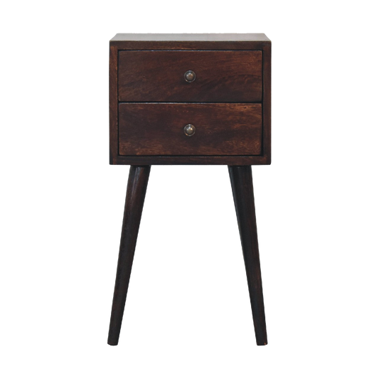 Mini 2 Drawer Light Walnut Bedside