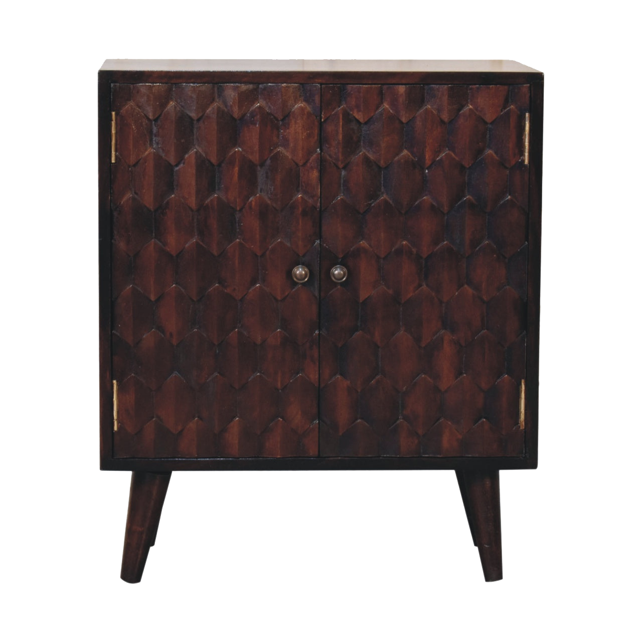 Mini Pineapple Carved Light Walnut Cabinet