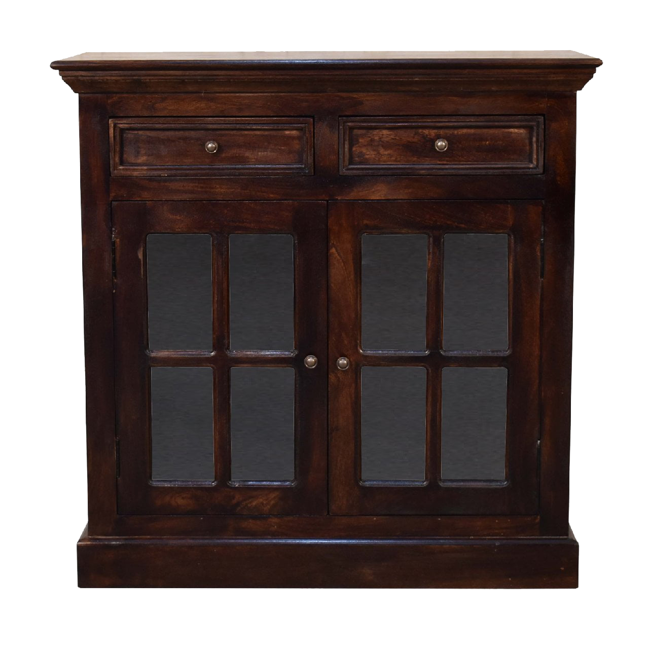 Light Walnut Cabinet with Glazed Doors