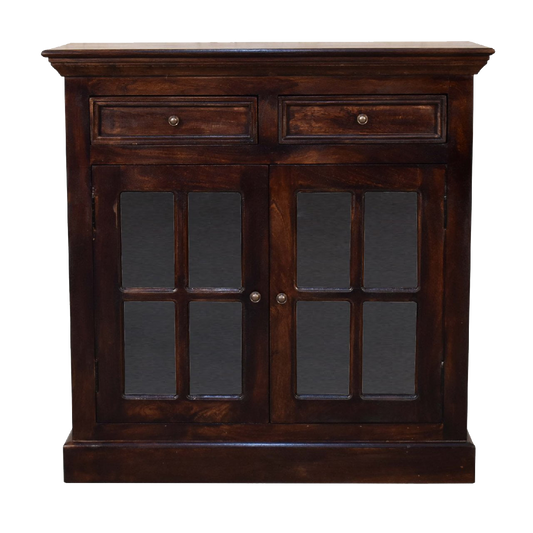 Light Walnut Cabinet with Glazed Doors