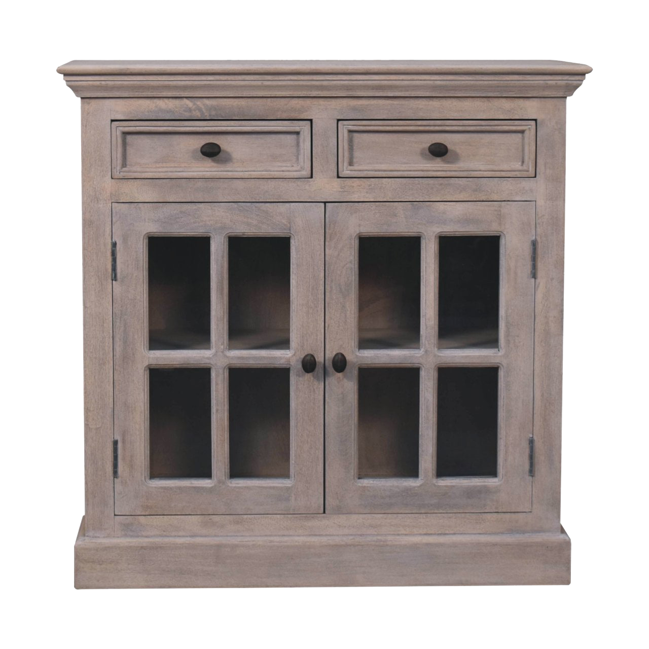 Stone Finish Cabinet with Glazed Doors