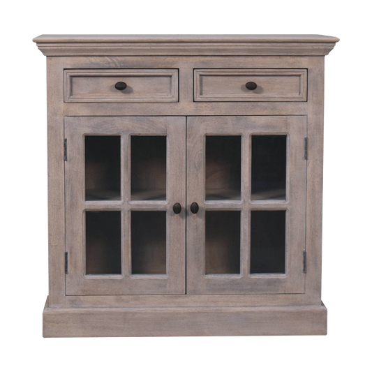 Stone Finish Cabinet with Glazed Doors