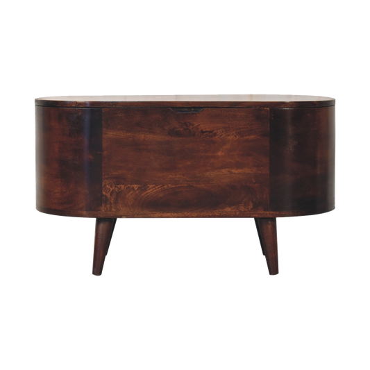 Light Walnut Rounded Lid-up Blanket Box