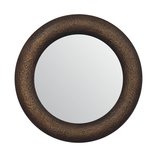 Round Metallic Hammered Mirror