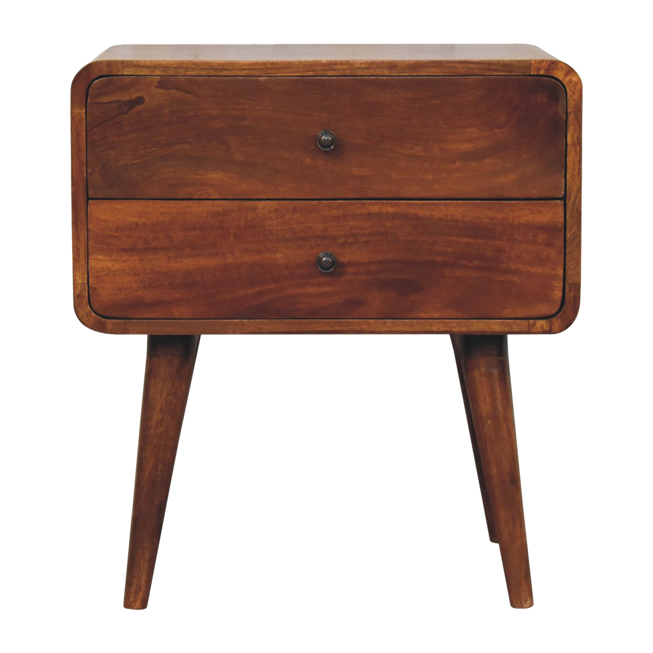 Large Curved Chestnut Bedside