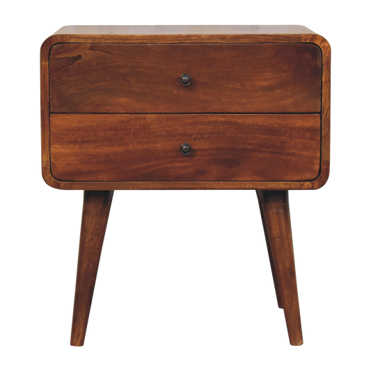 Large Curved Chestnut Bedside