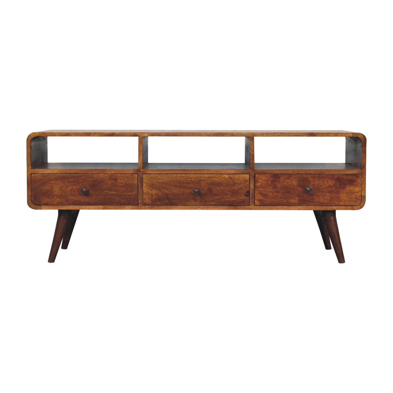 Trio Curved Chestnut Media Unit