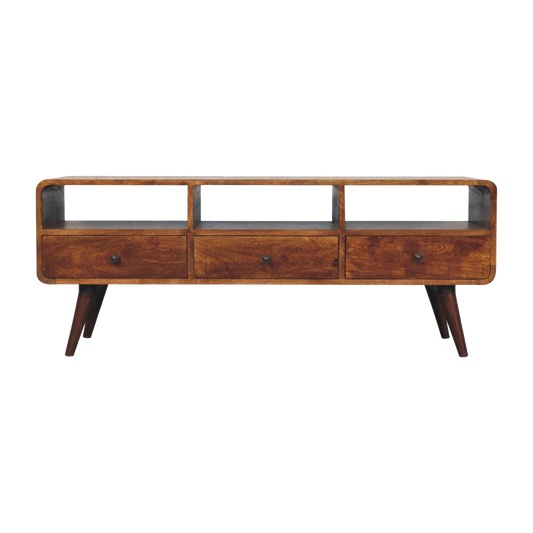 Trio Curved Chestnut Media Unit