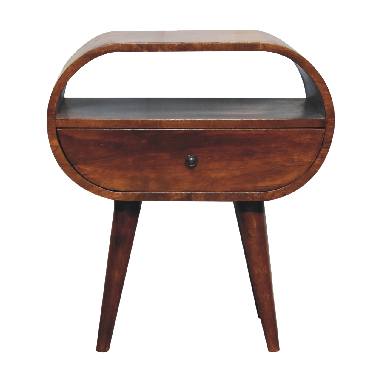 Large Chestnut Circular Open Bedside