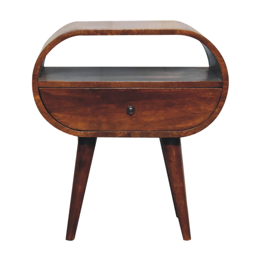 Large Chestnut Circular Open Bedside