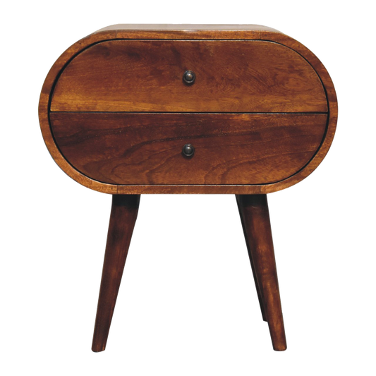 Large Chestnut Circular Bedside
