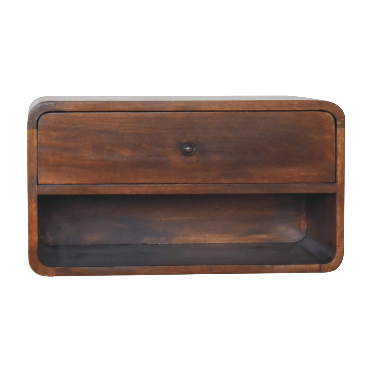 Large Chestnut Curve Floating Bedside
