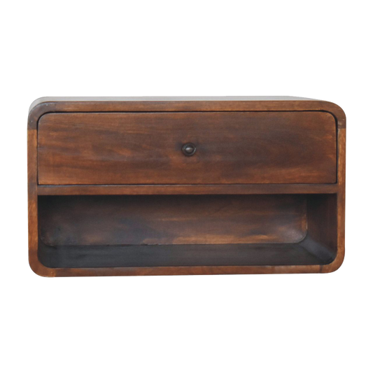 Large Chestnut Curve Floating Bedside