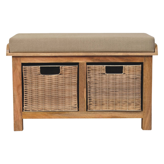 Rattan Basket Linen Bench