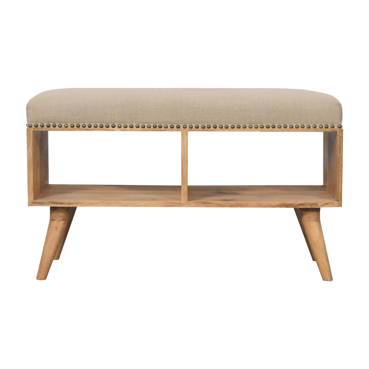Studded Linen Open Bench