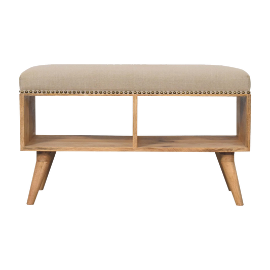 Studded Linen Open Bench