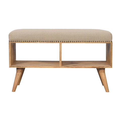 Studded Linen Open Bench