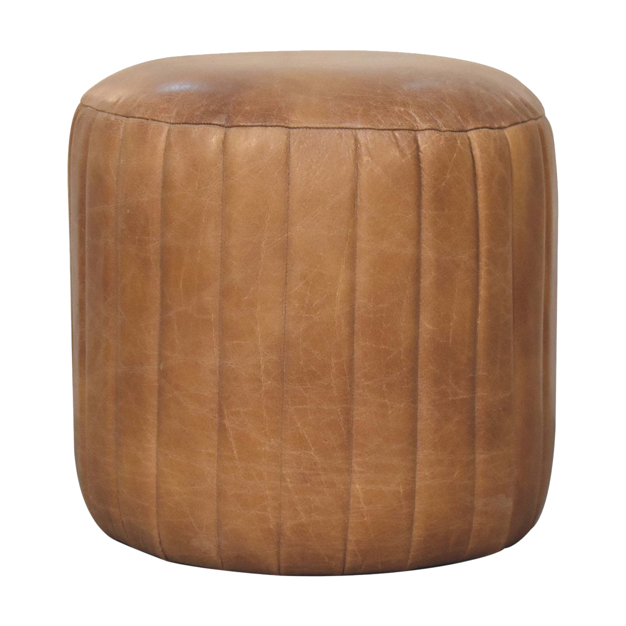 Buffalo Leather Boucle Footstool