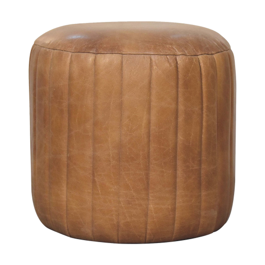 Buffalo Leather Boucle Footstool
