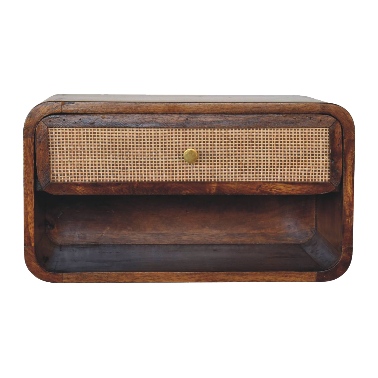 Chestnut Wall Mounted Open Woven Bedside