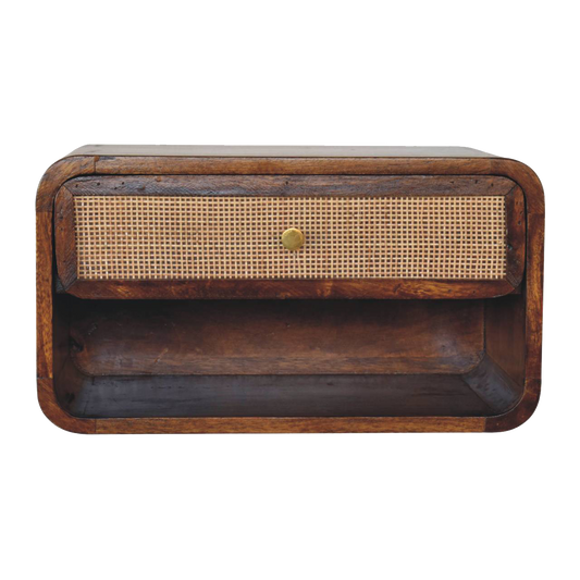 Chestnut Wall Mounted Open Woven Bedside