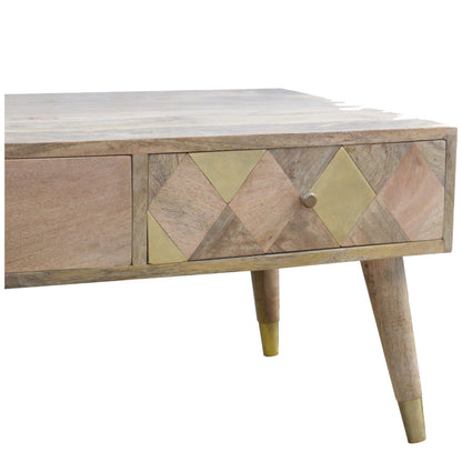 Oak-Style Gold Inlay Coffee Table