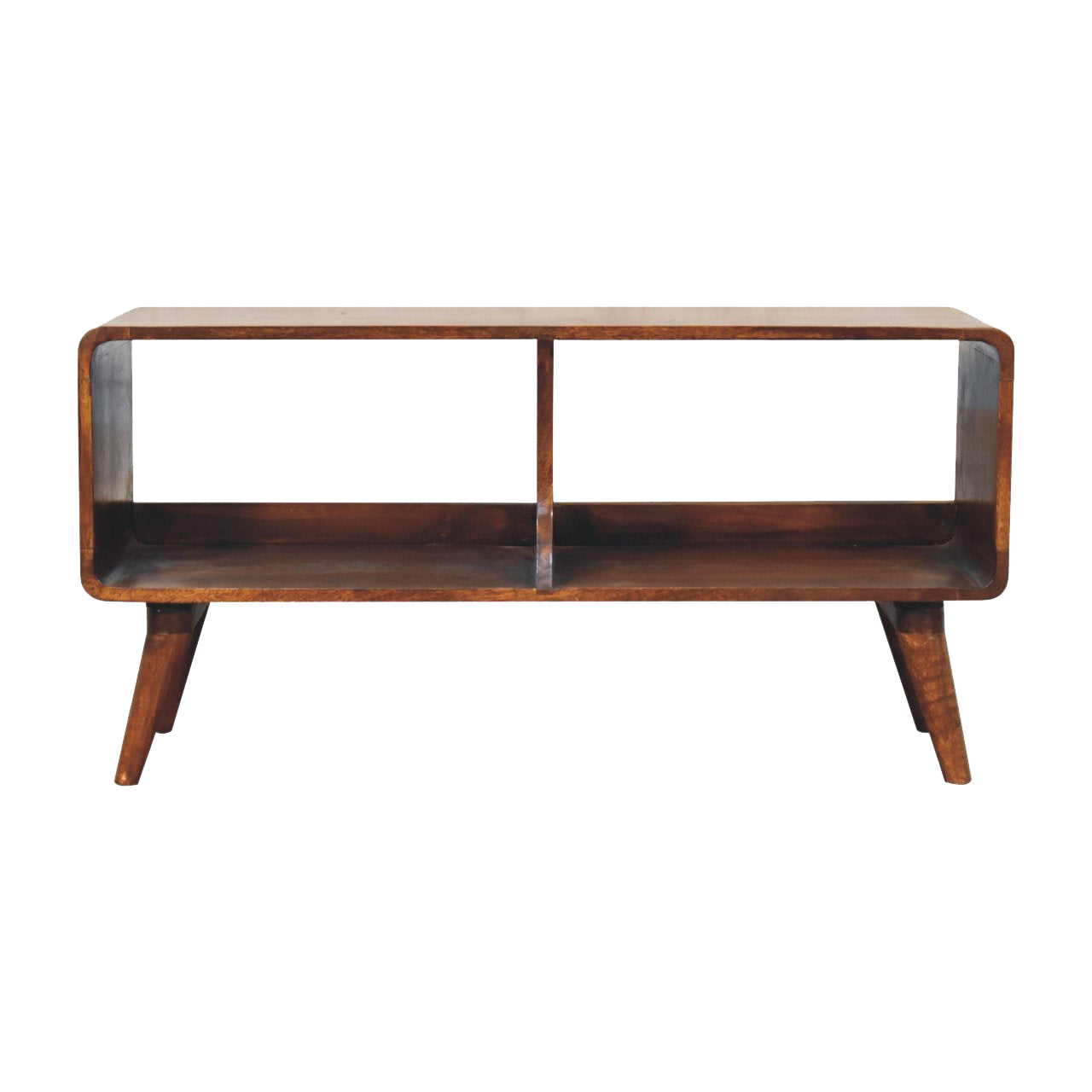 Curved Chestnut Double Slot Media Unit