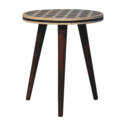 Bone Inlay Tripod Stool With Honey Caramel Finish