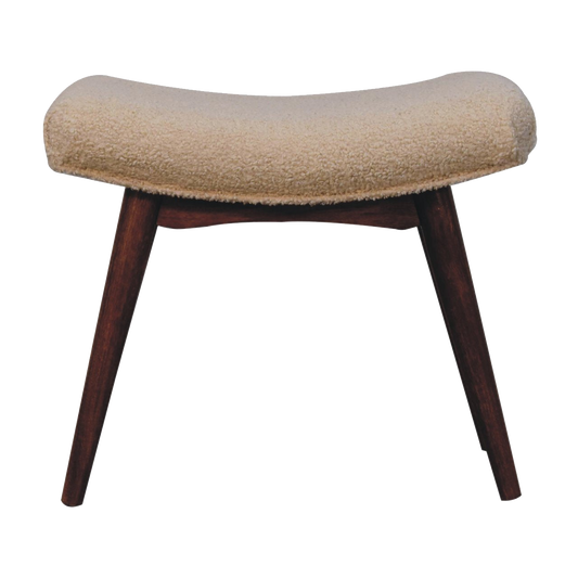 Honey Caramel Boucle Cream Curved Bench
