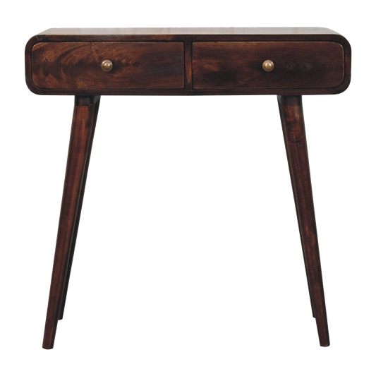 California Walnut Curved Console Table