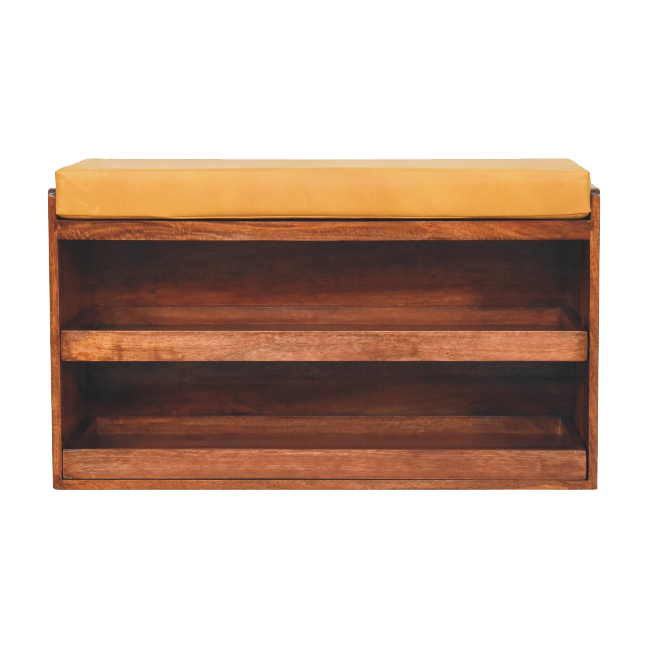 Buffalo Hide Pull out Honey Caramel Shoe Storage Bench