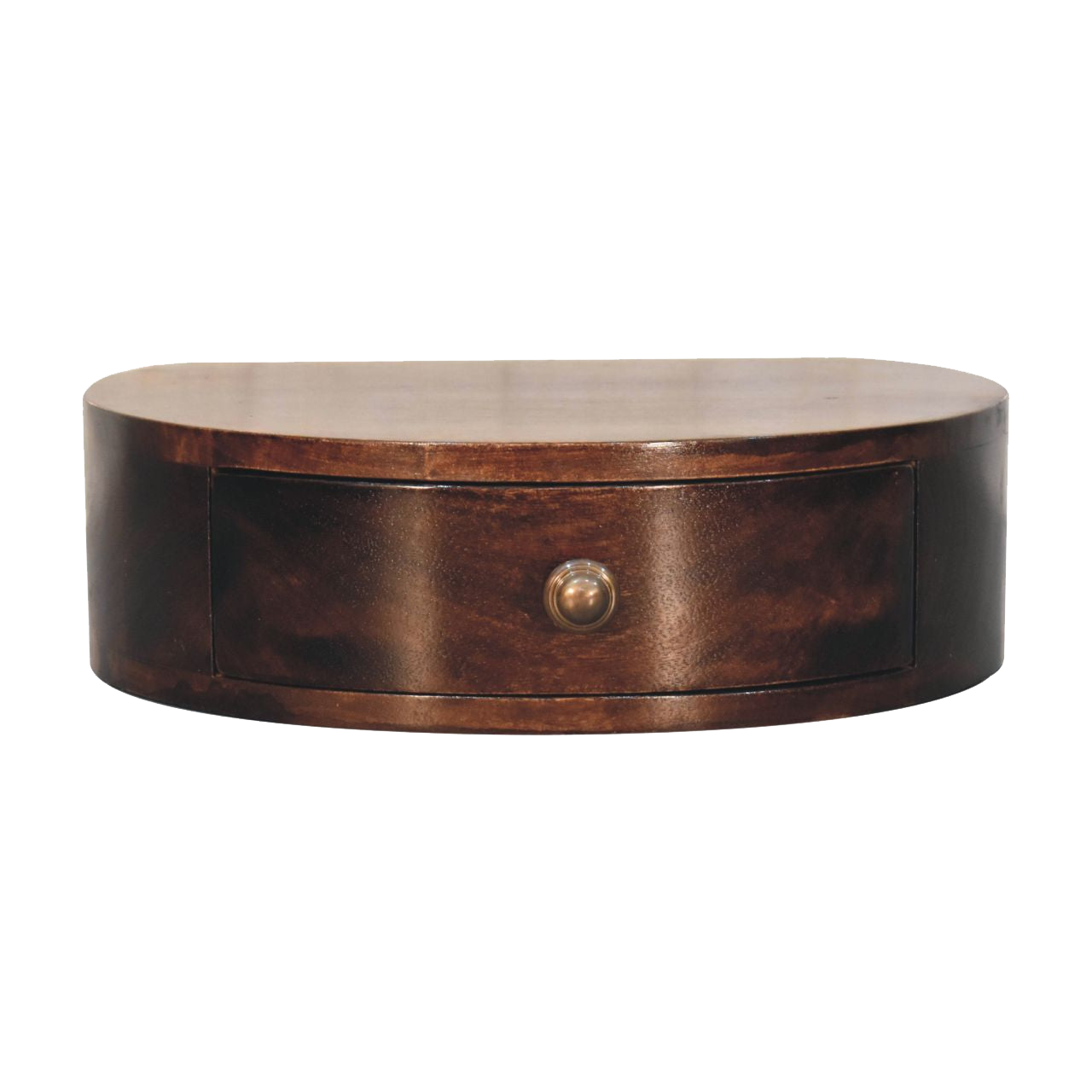 California Walnut Wall Mounted Rounded Bedside