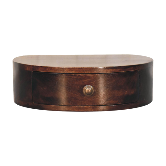 California Walnut Wall Mounted Rounded Bedside