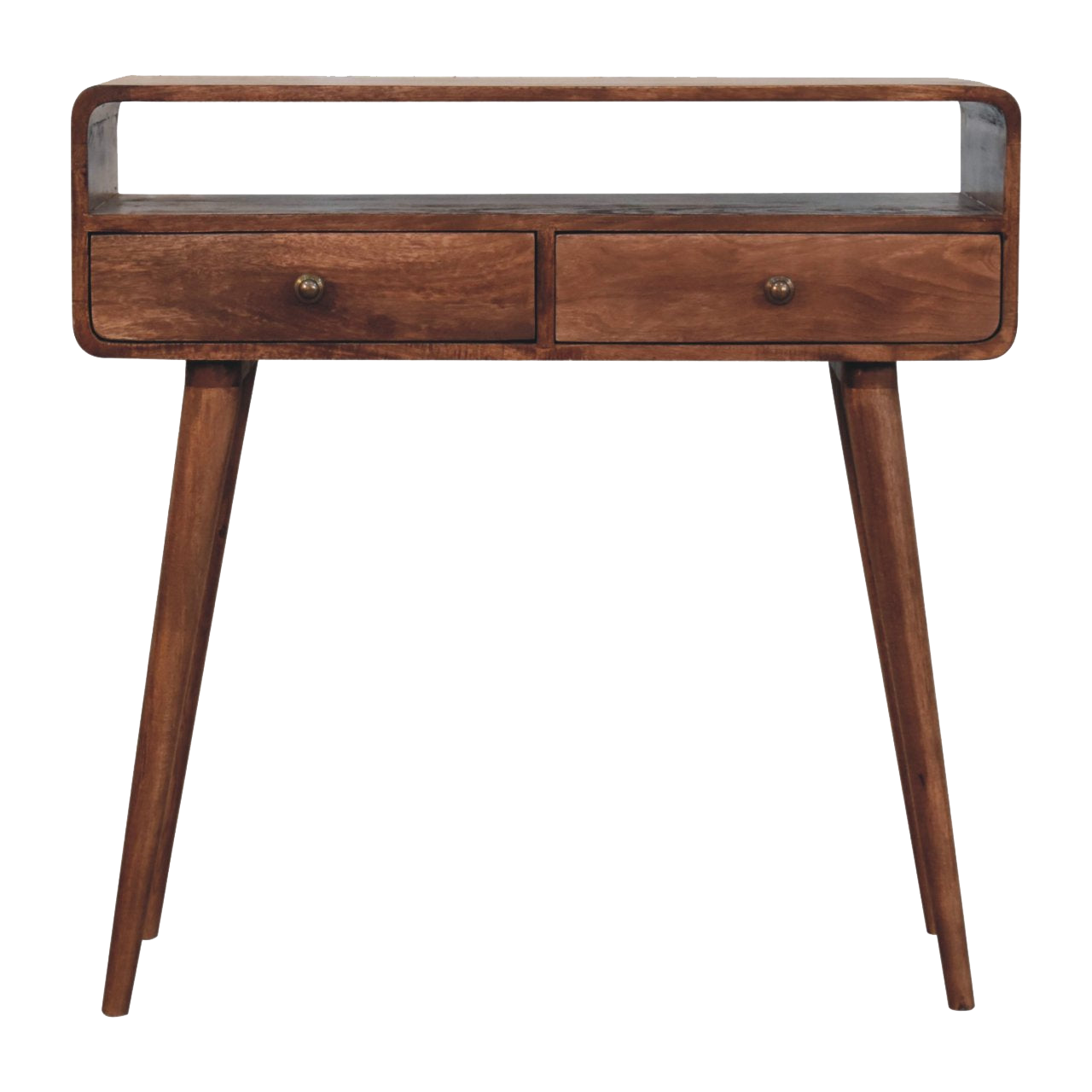 Curved Honey Caramel Console Table