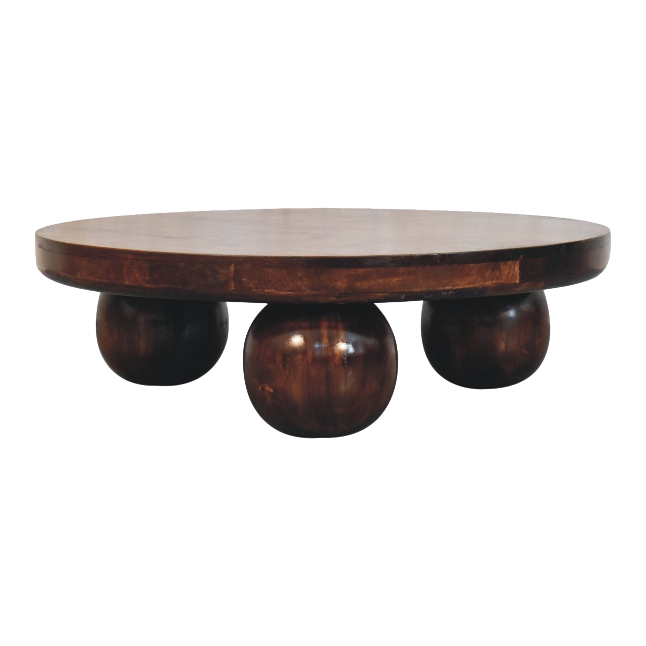California Walnut Central Table with Ball Feet