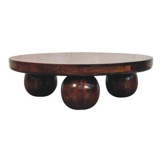 California Walnut Central Table with Ball Feet
