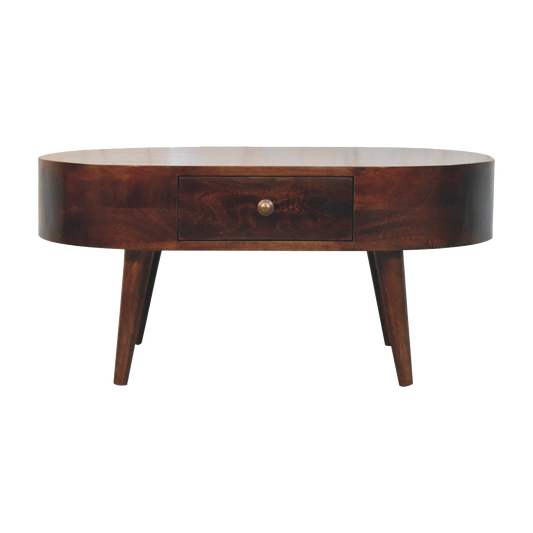 California Walnut Rounded Coffee Table